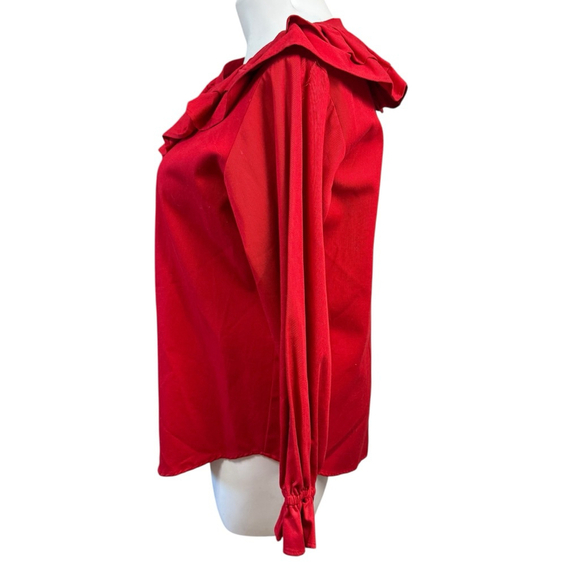 Red Ruffled Women's Blouse - Picture 6 of 9